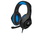 SVEN AP-G887MV, Gaming Headphones with microphone, 3.5 mm (4 pin) or 2*3.5 mm (3 pin) stereo mini-jack (connector for PC), volume control on the cable, Non-tangling cable with fabric braid, Cable length: 2.2m, Black/Blue